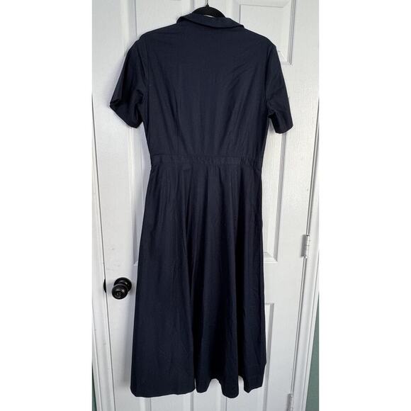 NWT Reformation ISADORA navy blue midi length short sleeve full wrap Size 10 - Picture 8 of 15
